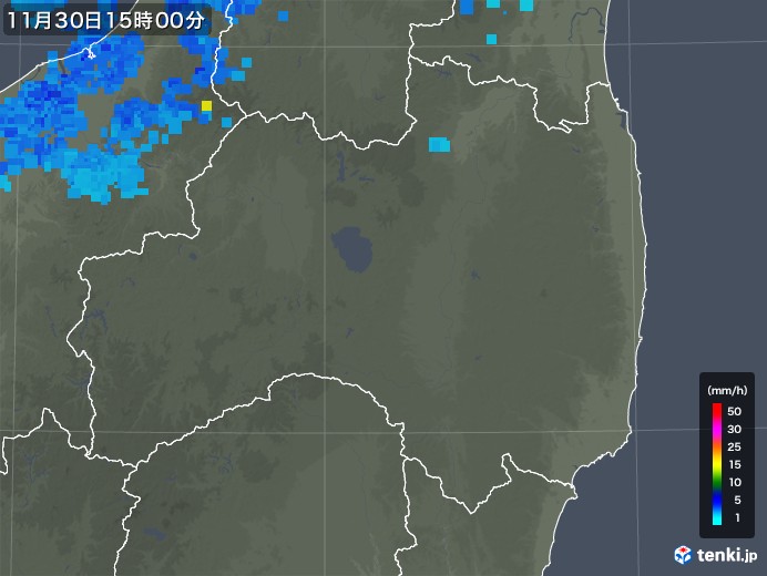 福島県の雨雲レーダー(2018年11月30日)