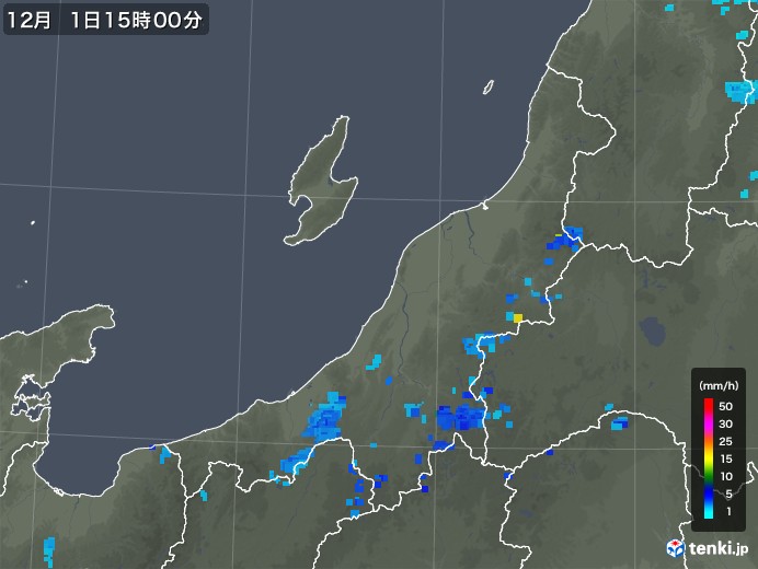 新潟県の雨雲レーダー(2018年12月01日)