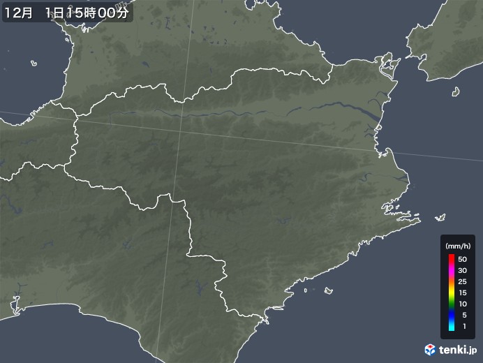 徳島県の雨雲レーダー(2018年12月01日)