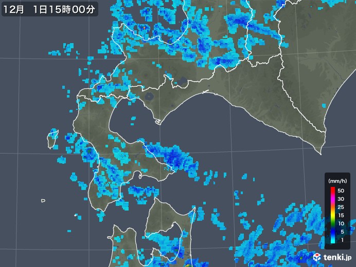 道南の雨雲レーダー(2018年12月01日)