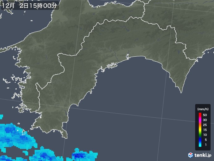 高知県の雨雲レーダー(2018年12月02日)