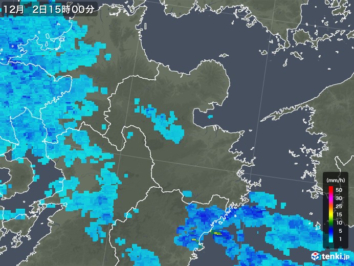 大分県の雨雲レーダー(2018年12月02日)