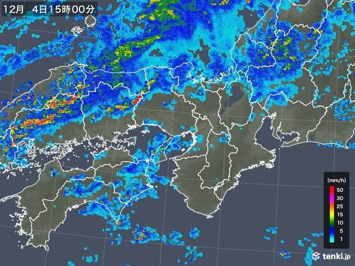 近畿地方の雨雲レーダー(2018年12月04日)
