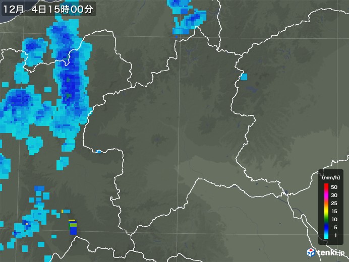 群馬県の雨雲レーダー(2018年12月04日)