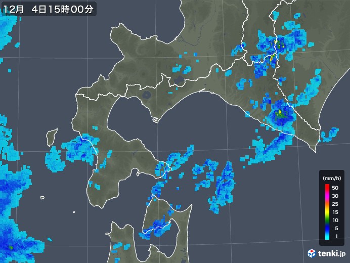 道南の雨雲レーダー(2018年12月04日)