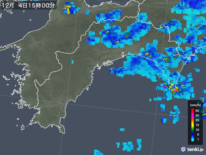 高知県の雨雲レーダー(2018年12月04日)