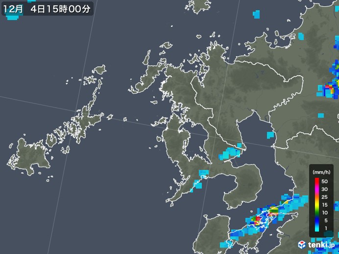 長崎県の雨雲レーダー(2018年12月04日)