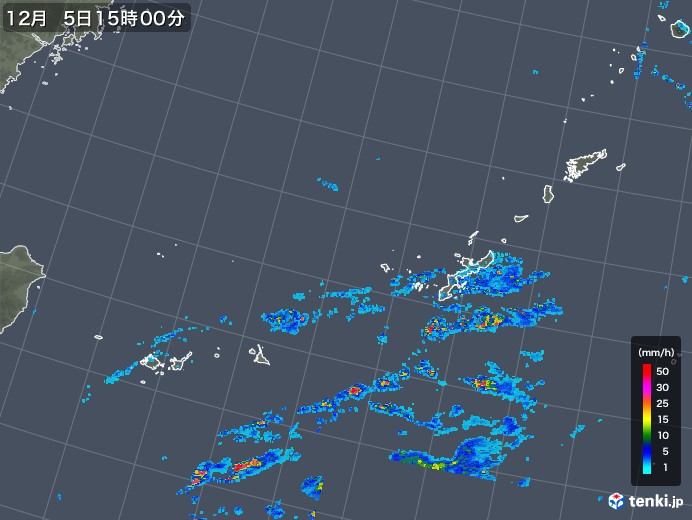 沖縄地方の雨雲レーダー(2018年12月05日)