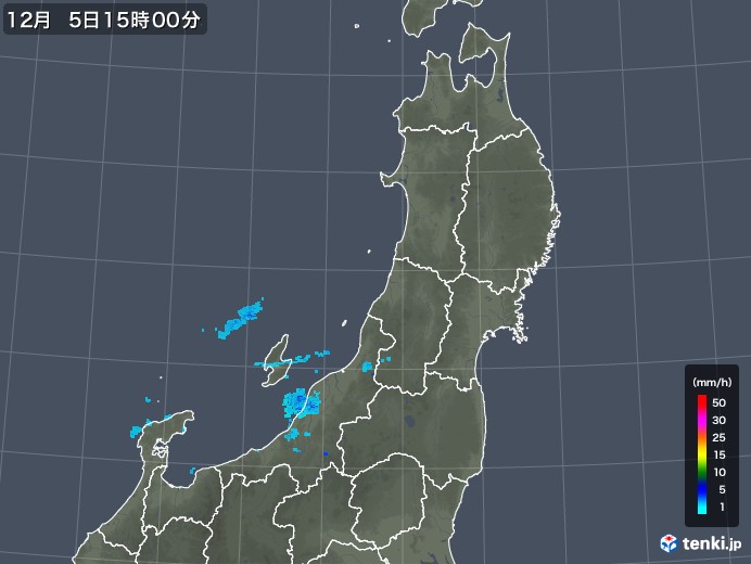 東北地方の雨雲レーダー(2018年12月05日)
