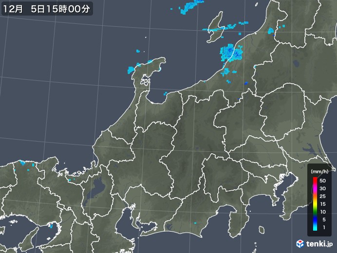 北陸地方の雨雲レーダー(2018年12月05日)