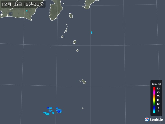 伊豆諸島(東京都)の雨雲レーダー(2018年12月05日)