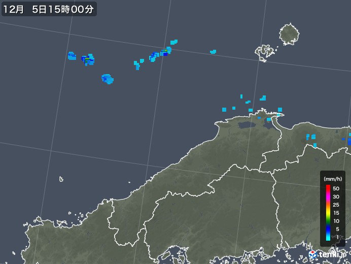 島根県の雨雲レーダー(2018年12月05日)