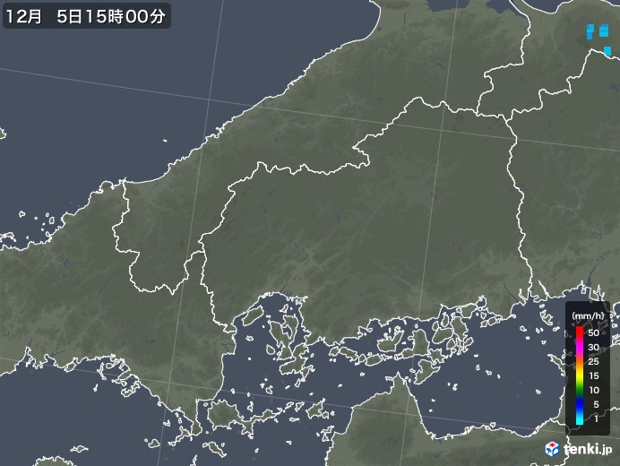 広島県の雨雲レーダー(2018年12月05日)