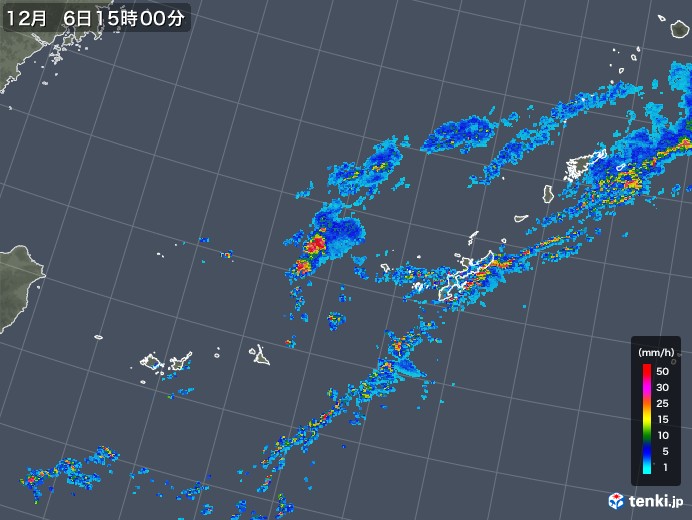 沖縄地方の雨雲レーダー(2018年12月06日)
