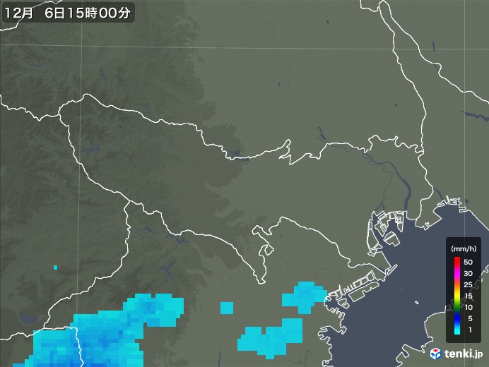 東京都の雨雲レーダー(2018年12月06日)