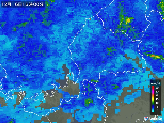 福井県の雨雲レーダー(2018年12月06日)
