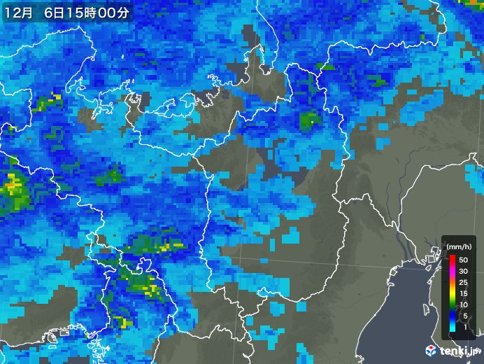 滋賀県の雨雲レーダー(2018年12月06日)