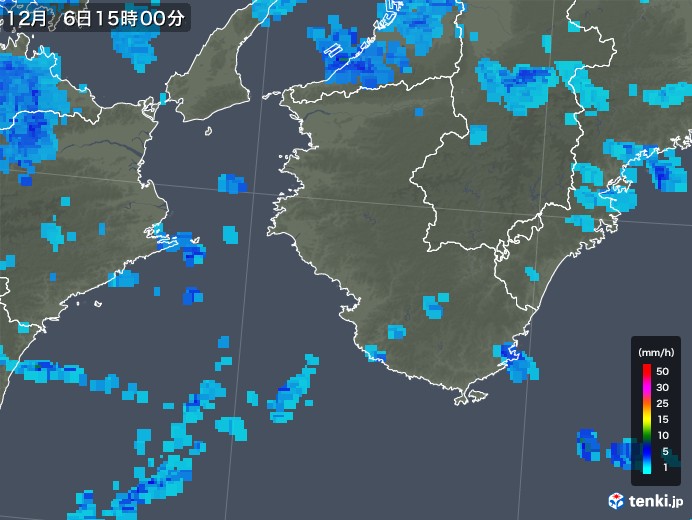 和歌山県の雨雲レーダー(2018年12月06日)