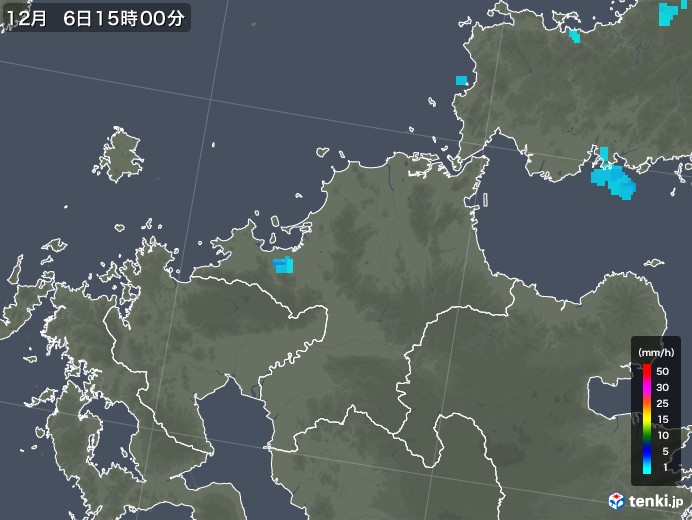 福岡県の雨雲レーダー(2018年12月06日)