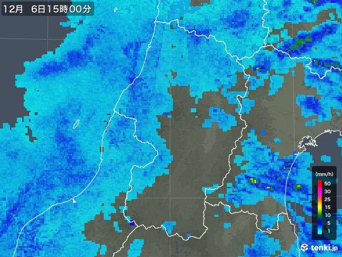 山形県の雨雲レーダー(2018年12月06日)