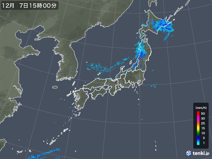 雨雲レーダー(2018年12月07日)