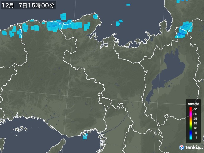 京都府の雨雲レーダー(2018年12月07日)