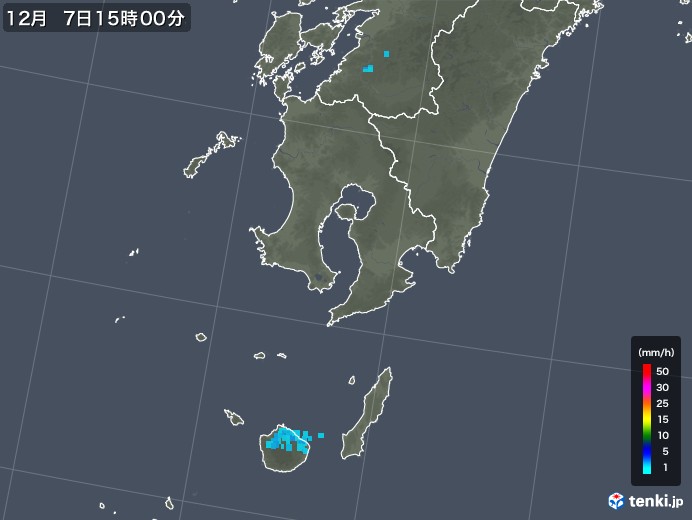 鹿児島県の雨雲レーダー(2018年12月07日)