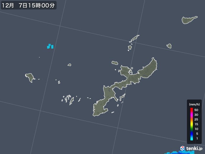 沖縄県の雨雲レーダー(2018年12月07日)