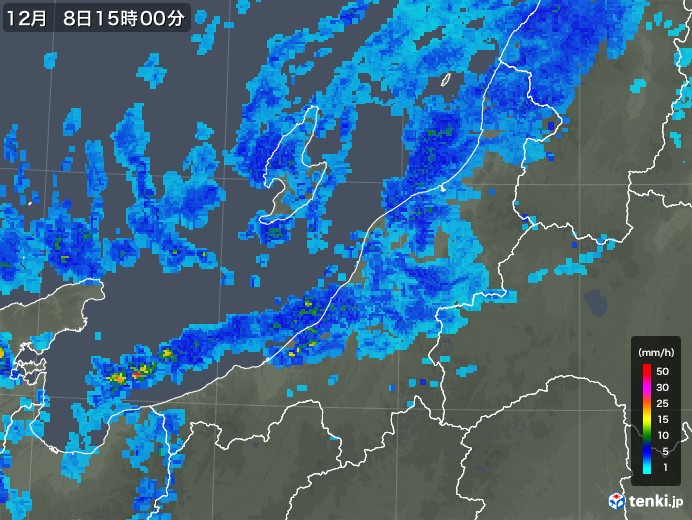 新潟県の雨雲レーダー(2018年12月08日)