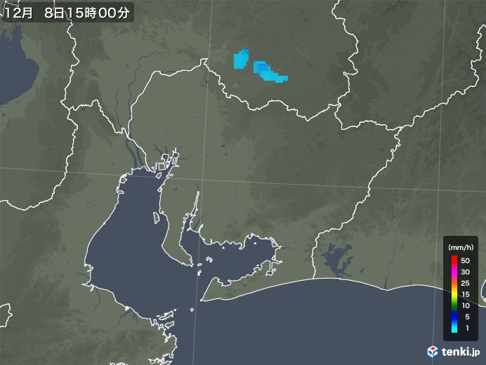 愛知県の雨雲レーダー(2018年12月08日)