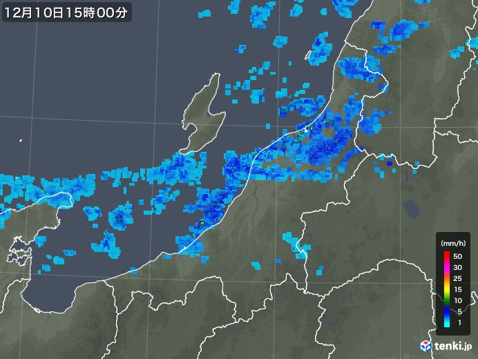 新潟県の雨雲レーダー(2018年12月10日)