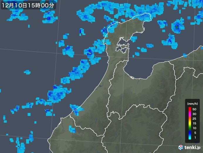 石川県の雨雲レーダー(2018年12月10日)