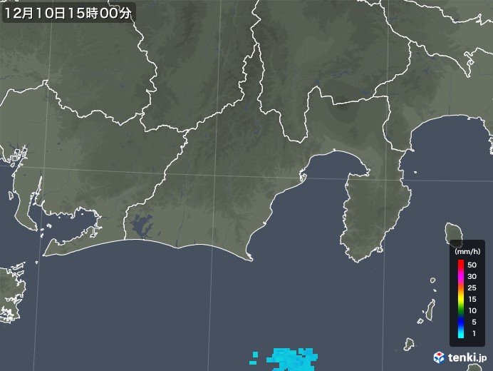 静岡県の雨雲レーダー(2018年12月10日)