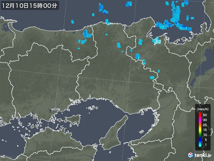 兵庫県の雨雲レーダー(2018年12月10日)