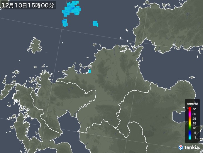 福岡県の雨雲レーダー(2018年12月10日)