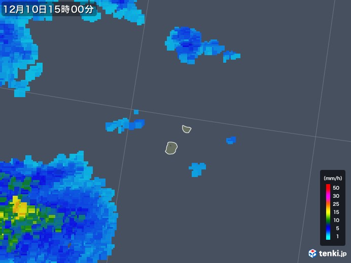 南大東島(沖縄県)の雨雲レーダー(2018年12月10日)