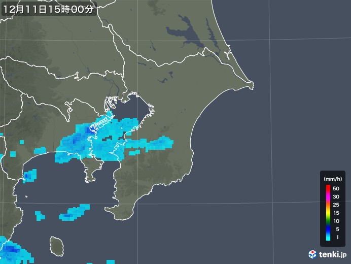 千葉県の雨雲レーダー(2018年12月11日)