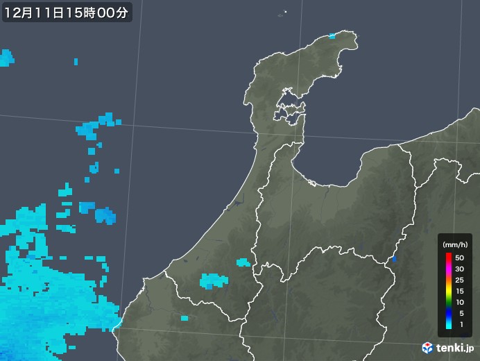 石川県の雨雲レーダー(2018年12月11日)