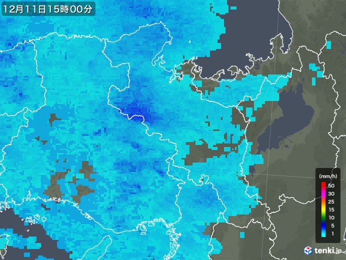 京都府の雨雲レーダー(2018年12月11日)