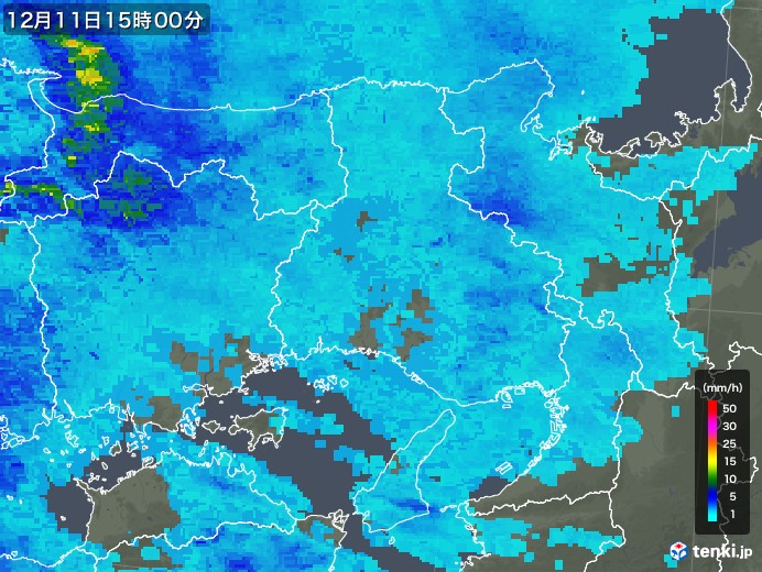 兵庫県の雨雲レーダー(2018年12月11日)