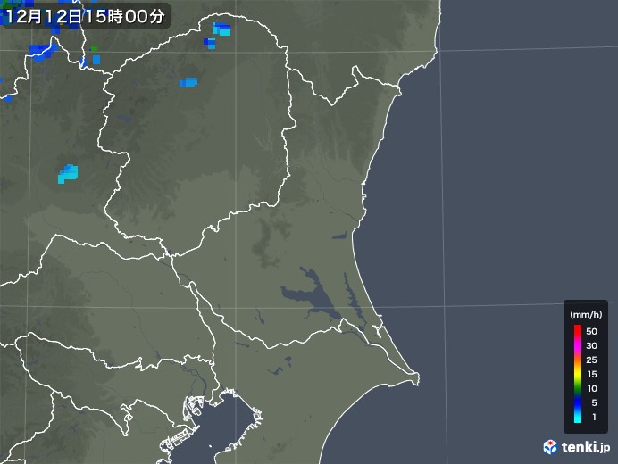 茨城県の雨雲レーダー(2018年12月12日)