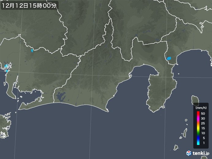 静岡県の雨雲レーダー(2018年12月12日)