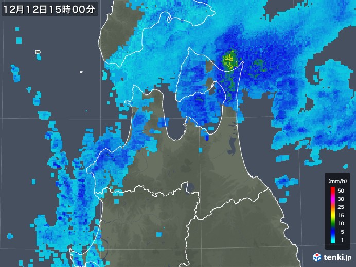 青森県の雨雲の動き(2018年12月12日)