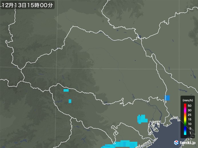 埼玉県の雨雲レーダー(2018年12月13日)