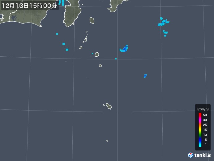 伊豆諸島(東京都)の雨雲レーダー(2018年12月13日)