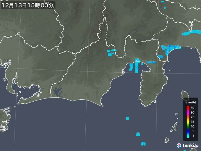 静岡県の雨雲の動き(2018年12月13日)