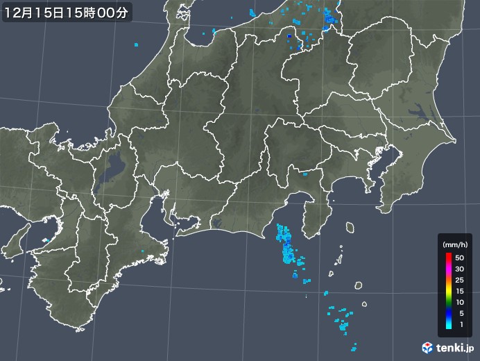 東海地方の雨雲レーダー(2018年12月15日)