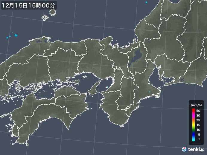 近畿地方の雨雲レーダー(2018年12月15日)