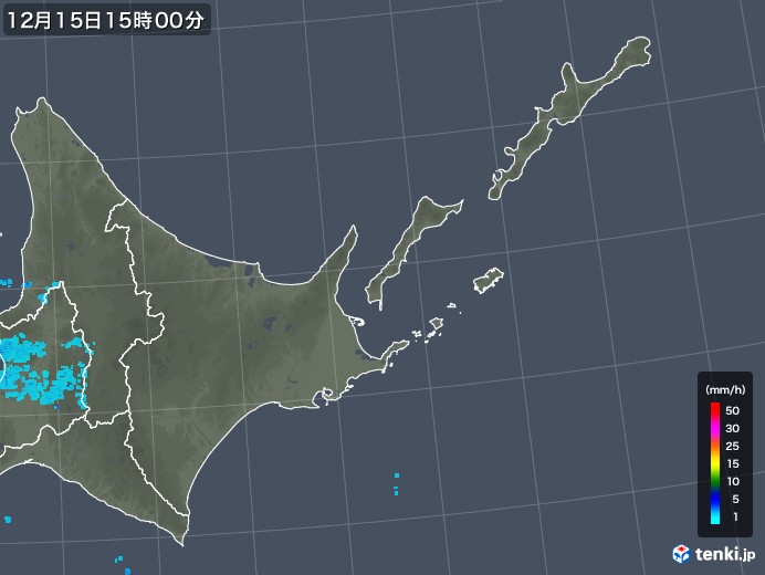 道東の雨雲レーダー(2018年12月15日)