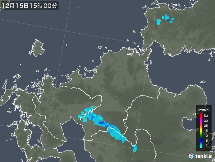 福岡県の雨雲レーダー(2018年12月15日)